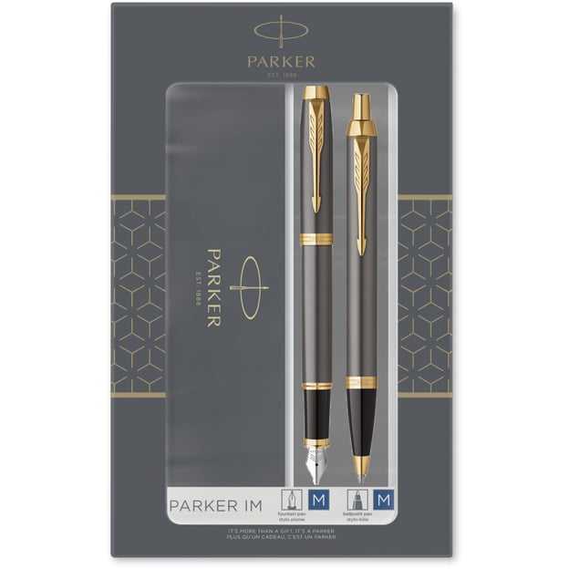 Подарочный набор ручек Parker IM Grey Lacquer GT FP+BP (перьевая + шариковая)