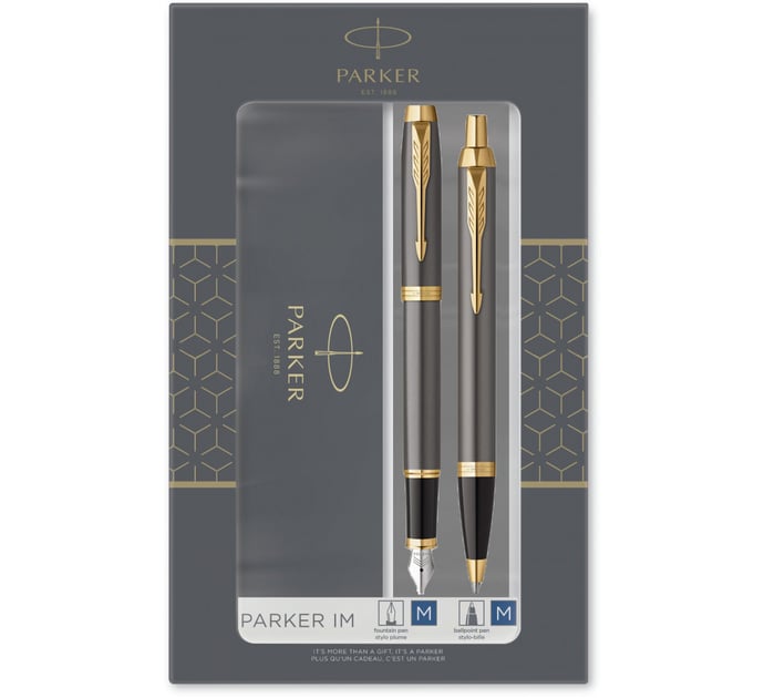 Подарунковий набір ручок Parker IM Grey Lacquer GT FP+BP (перова + кулькова)