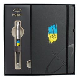 Подарунковий набір Parker JOTTER Originals UKRAINE Black CT BP Тризуб фігурний на тлі прапора (кулькова ручка + блокнот Parker)