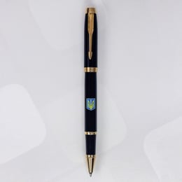 Ручка роллерная Parker IM UKRAINE Black GT RB Герб Украины сине-желтый