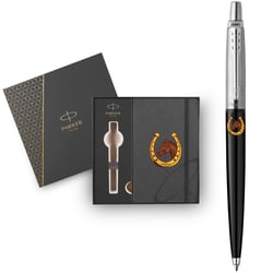 Набор: ручка шариковая Parker JOTTER Originals ZODIAC Black CT BP Конь с подковой + блокнот
