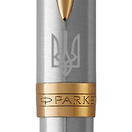 Ручка кулькова Parker SONNET UKRAINE Stainless Steel GT BP Тризуб білий