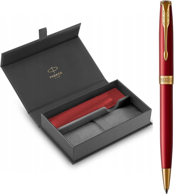 Подарунковий набір Parker SONNET Intense Red GT BP (кулькова ручка + чохол червоний + коробка)