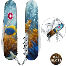 Швейцарський складаний ніж 91мм Victorinox CAMPER DESIGN Жовто-блакитна рибка 1.3613.7.R2020pk