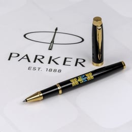 Ручка роллерная Parker IM UKRAINE Black GT RB Трезубец с орнаментом