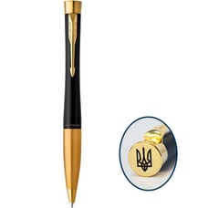 Ручка кулькова Parker URBAN UKRAINE Twist Muted Black GT BP Тризуб на торці
