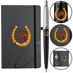 Набор: ручка шариковая Parker JOTTER Originals ZODIAC Black CT BP Конь с подковой + блокнот