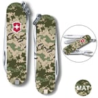 Складной нож 58 мм Victorinox CLASSIC SD ARMY Пиксель с красным Лого 0.6223.3.W3941pw