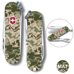 Складной нож 58 мм Victorinox CLASSIC SD ARMY Пиксель с красным Лого 0.6223.3.W3941pw