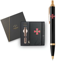 Подарунковий набір Parker IM ARMY Black GT BP Емблема ЗСУ (кулькова ручка + блокнот Parker)