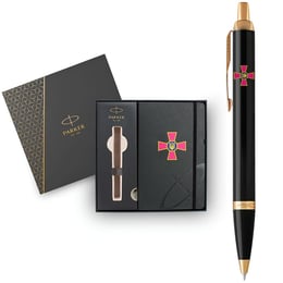 Подарочный набор Parker IM ARMY Black GT BP Эмблема ВСУ (шариковая ручка + блокнот Parker)