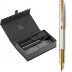 Набор Parker SONNET Silver Mistral GT FP18 F (перьевая ручка + кожаный чехол + коробка)