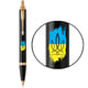 Набор: ручка шариковая Parker IM UKRAINE Black GT BP Трезубец фигурный на фоне флага + блокнот Parker + подарочная коробка
