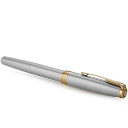 Подарочный набор Parker SONNET Stainless Steel GT FP F (ручка-перо + блокнот Parker)