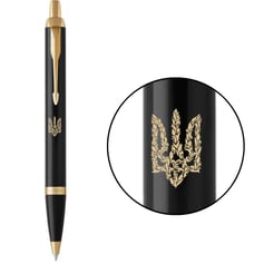 Ручка шариковая Parker IM UKRAINE Black GT BP Трезубец цветочный