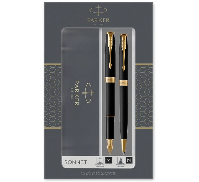 Подарочный набор Parker SONNET Matte Black GT FP+BP (перьевая + шариковая ручка)