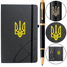 Подарочный набор Parker IM UKRAINE Black GT RB Трезубец (ручка-роллер + блокнот Parker)