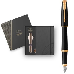 Подарочный набор Parker URBAN Muted Black GT FP F (ручка-перо + блокнот Parker)