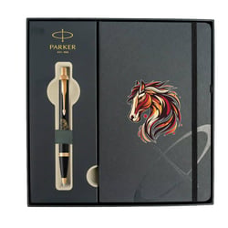 Набір: ручка кулькова Parker IM ZODIAC Black GT BP Червоний кінь + блокнот Parker + коробка
