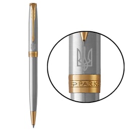 Ручка кулькова Parker SONNET UKRAINE Stainless Steel GT BP Тризуб білий