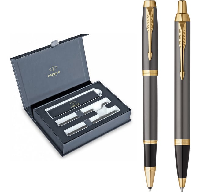 Подарочный набор ручек Parker IM Grey Lacquer GT RB+BP (роллер + шариковая)