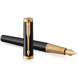 Подарочный набор Parker INGENUITY Black Lacquer GT FP F (ручка-перо + блокнот Parker)