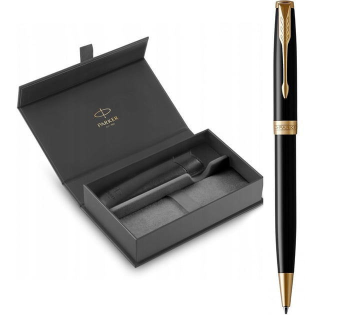 Подарунковий набір Parker SONNET Black Lacquer GT BP (кулькова ручка + чохол + коробка)