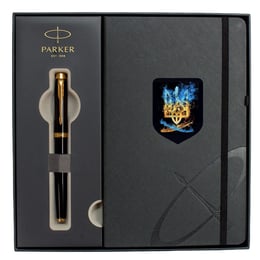 Подарунковий набір Parker IM UKRAINE Black GT RB Палаючий Тризуб (ручка-ролер + блокнот Parker)