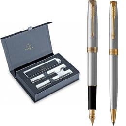 Подарочный набор Parker SONNET Stainless Steel GT FP+BP (перо + шариковая)