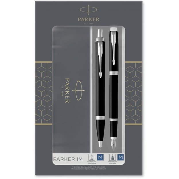 Подарунковий набір Parker IM Matte Black CT (перова + кулькова)