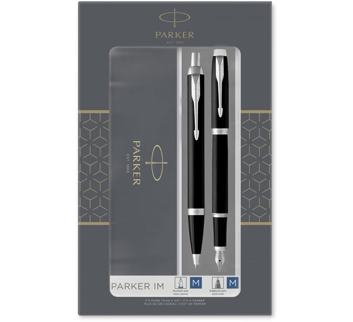 Подарунковий набір Parker IM Matte Black CT (перова + кулькова)