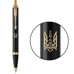Ручка шариковая Parker IM UKRAINE Black GT BP Трезубец воинственный