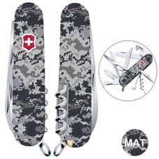 Швейцарський складаний ніж 91мм Victorinox HUNTSMAN ARMY Піксель синій з черв. Лого 1.3713.3.W3943p