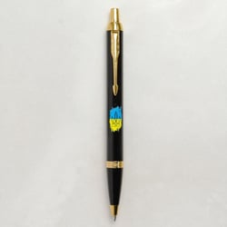 Ручка шариковая Parker IM UKRAINE Black GT BP Трезубец фигурный на фоне флага