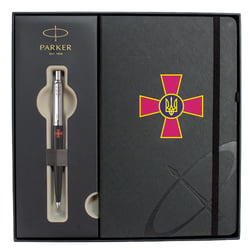 Подарунковий набір Parker JOTTER Originals ARMY Black CT BP Емблема ЗСУ (кулькова ручка + блокнот Parker)