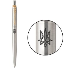 Ручка кулькова Parker JOTTER UKRAINE Stainless Steel GT BP Тризуб геометрія