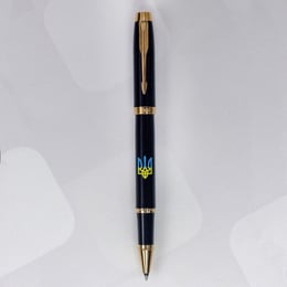 Ручка роллерная Parker IM UKRAINE Black GT RB Трезубец сине-желтый