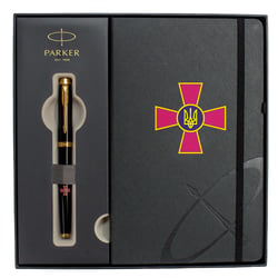 Подарунковий набір Parker IM ARMY Black GT RB Емблема ЗСУ (ручка-ролер + блокнот Parker)