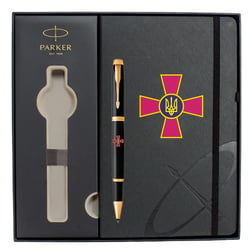 Подарунковий набір Parker IM ARMY Black GT RB Емблема ЗСУ (ручка-ролер + блокнот Parker)