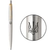 Ручка кулькова Parker JOTTER UKRAINE Stainless Steel GT BP Тризуб Йди на*уй
