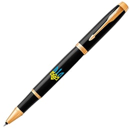 Подарунковий набір Parker IM UKRAINE Black GT RB Тризуб синьо-жовтий (ручка-ролер + блокнот Parker)