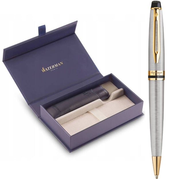 Подарунковий набір Waterman EXPERT Stainless Steel GT BP (кулькова ручка + чохол + коробка)