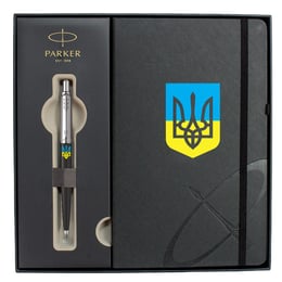 Подарунковий набір Parker JOTTER Originals UKRAINE Black CT BP Тризуб синьо-жовтий (кулькова ручка + блокнот Parker)