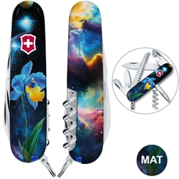 Швейцарський складаний ніж 91мм Victorinox CAMPER DESIGN Блакитно-жовтий ірис 1.3613.3.R2060pk