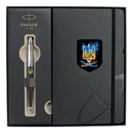 Подарунковий набір Parker JOTTER Originals UKRAINE Black CT BP Палаючий Тризуб (кулькова ручка + блокнот Parker)