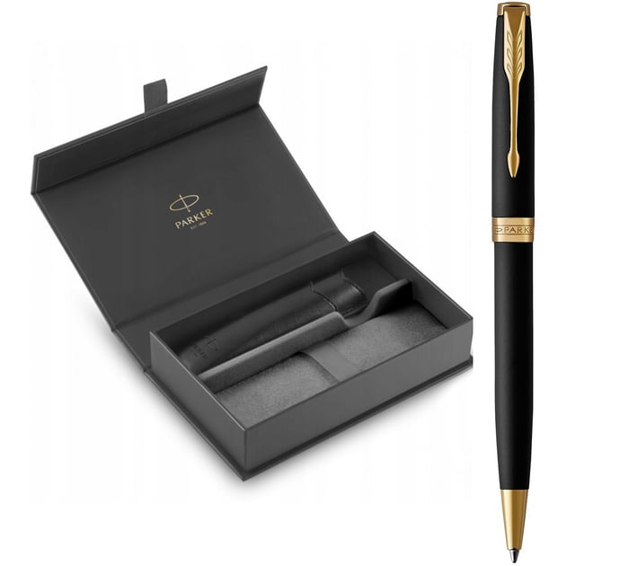 Подарунковий набір Parker SONNET Matte Black GT BP (кулькова ручка + чохол + коробка)