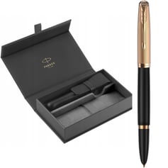 Набор Parker PARKER 51 Deluxe Black GT FP18 F (перьевая ручка + кожаный чехол + коробка)