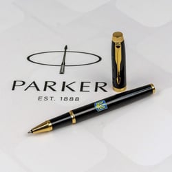 Ручка ролерна Parker IM UKRAINE Black GT RB Герб України синьо-жовтий